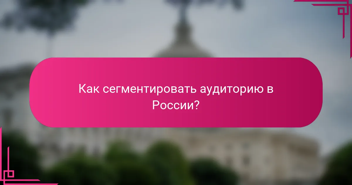 Как сегментировать аудиторию в России?