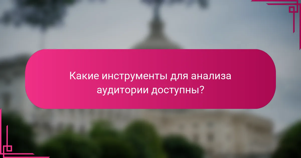 Какие инструменты для анализа аудитории доступны?