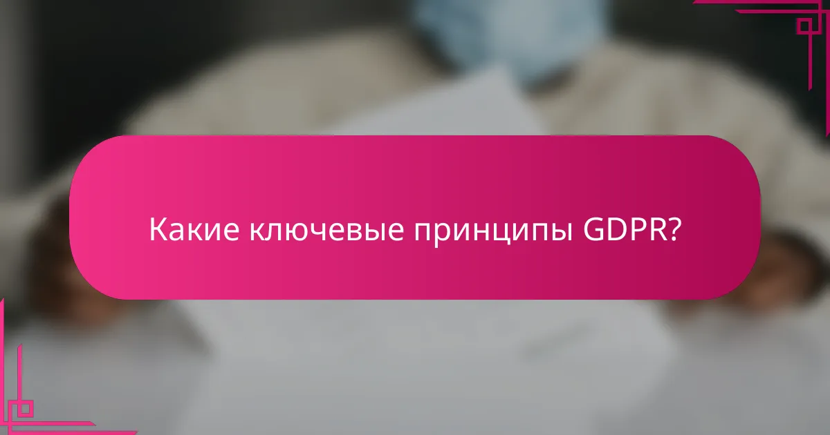 Какие ключевые принципы GDPR?