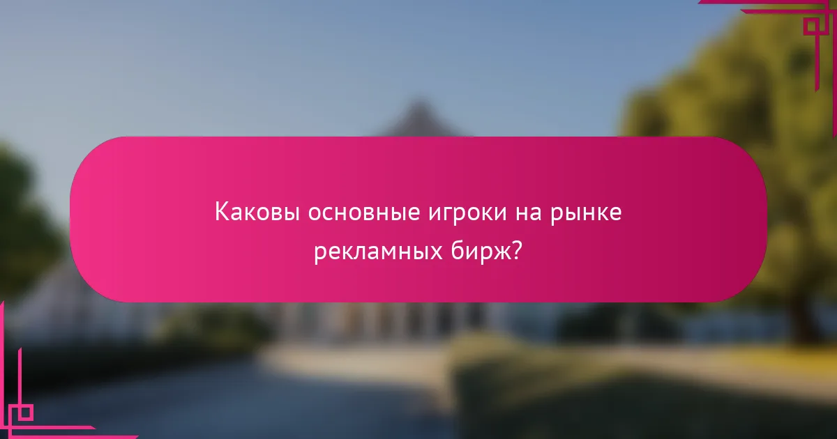 Каковы основные игроки на рынке рекламных бирж?